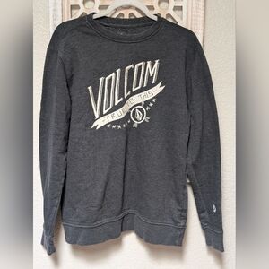 Volcom charcoal crewneck sweatshirt mens medium vinyl print skater surfer swim